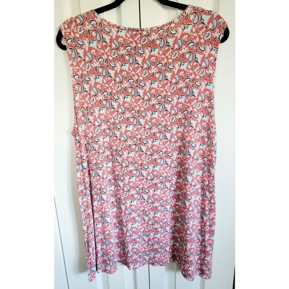 J. Jill Wearever XL Tank‎ Top Red Blue Stretch Sleeveless Paisley Floral Stretch - Picture 2 of 6